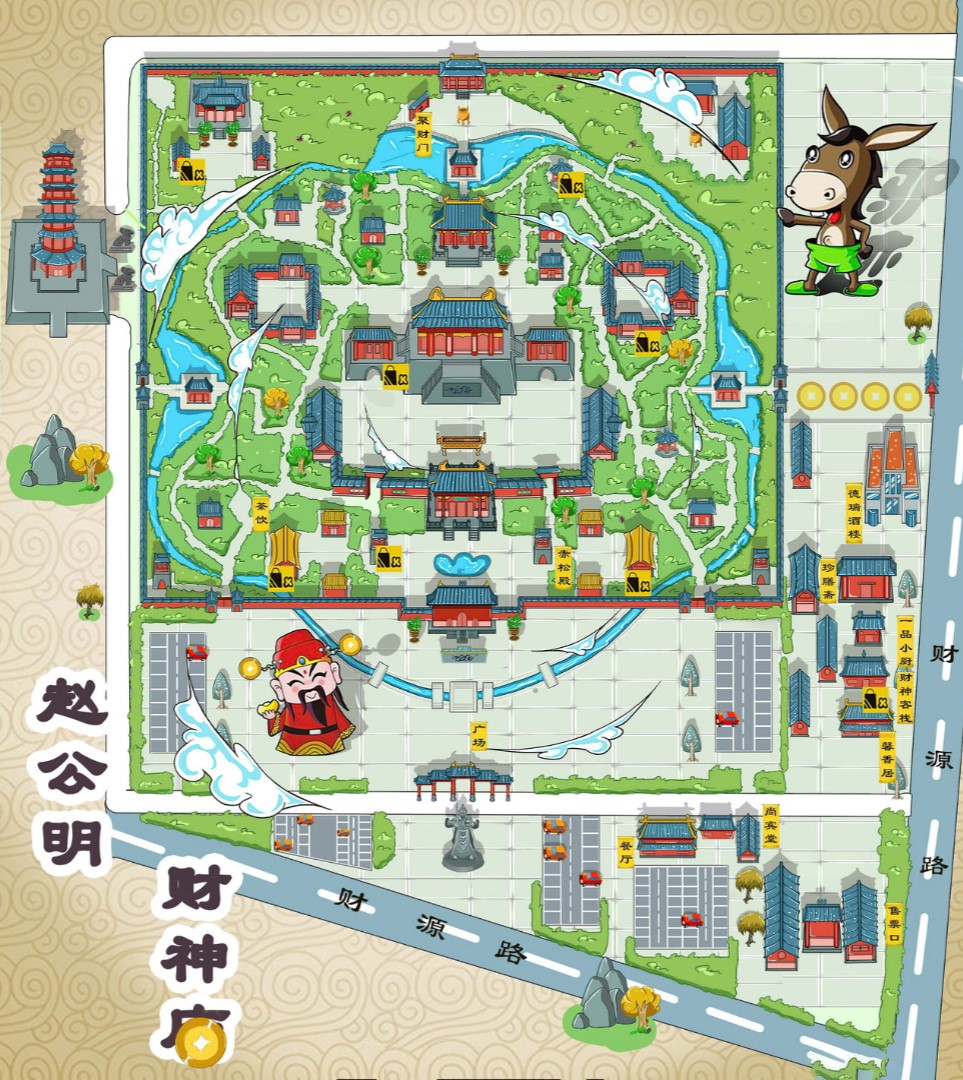 汉中寺庙类手绘地图